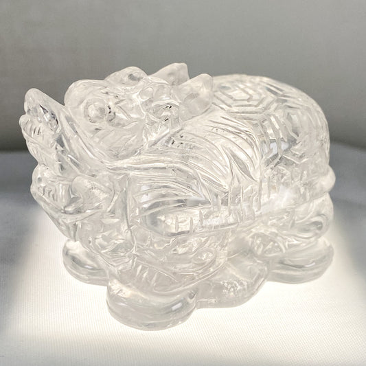 36 X 40 X 30MM CLEAR QUARTZ DRAGON TORTOISE