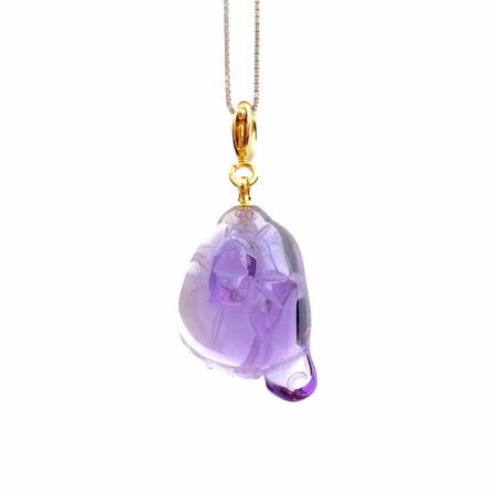 13MM X 15MM AMETHYST BUDDHA FOOT CRYSTAL CHARM