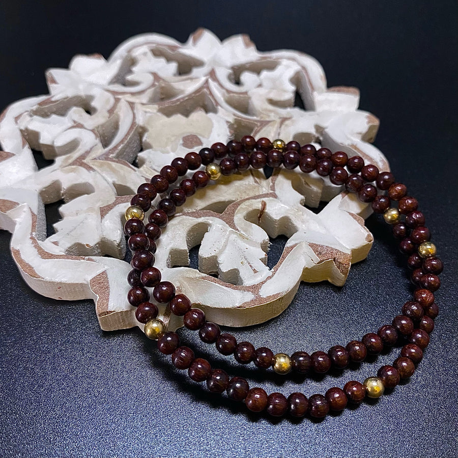 4MM SANDALWOOD WITH 14K GOLD FILL BEADS BRACELET