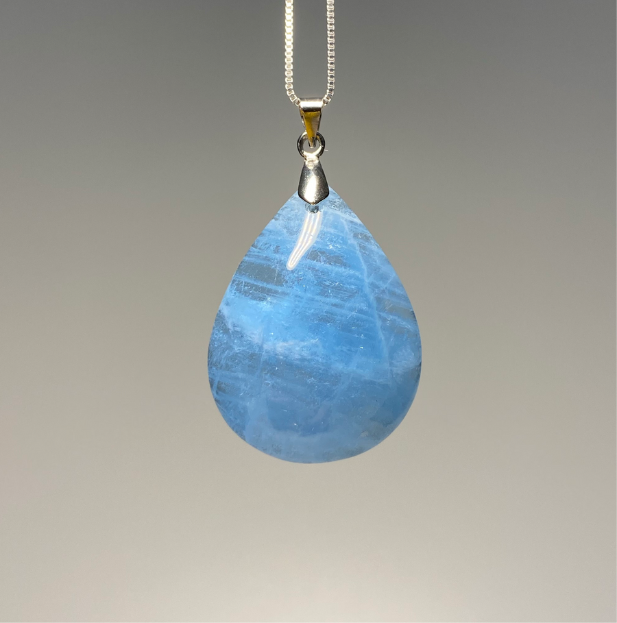 31MM X 40MM AQUAMARINE TEARDROP PENDANT