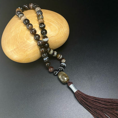 8MM ROUND MEDICINE DZI WITH AGATE PRAYER BEADS