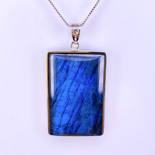 36MM X 23MM LABRADORITE SQUARE CRYSTAL PENDANT