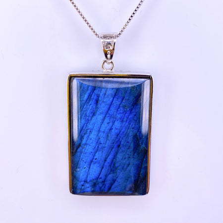 36MM X 23MM LABRADORITE SQUARE CRYSTAL PENDANT