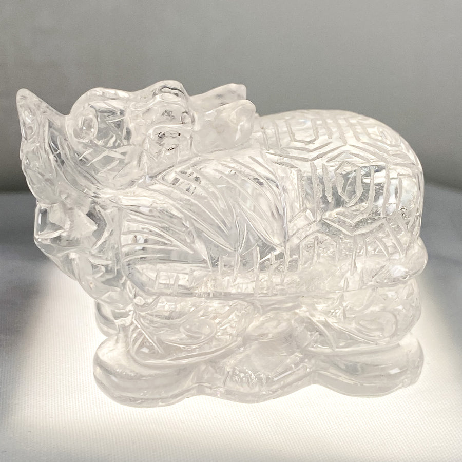 36 X 40 X 30MM CLEAR QUARTZ DRAGON TORTOISE