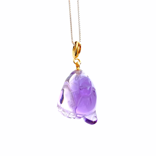 13MM X 15MM AMETHYST BUDDHA FOOT CRYSTAL CHARM